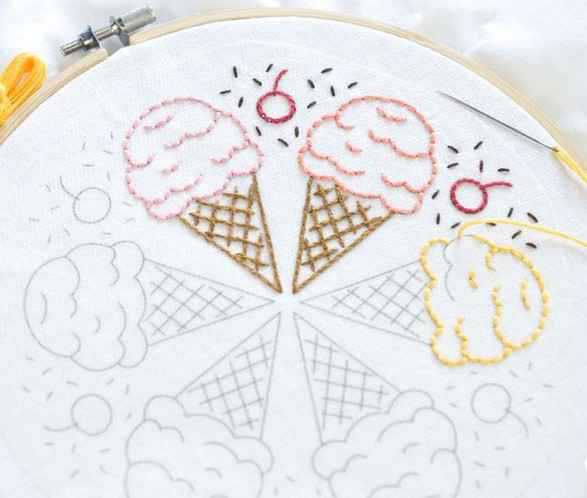 刺繍初心者図案 簡単 アイスクリーム