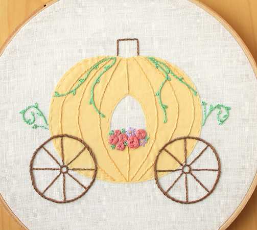 無料の刺繍図案 シンデレラのかぼちゃの馬車　アップリケ