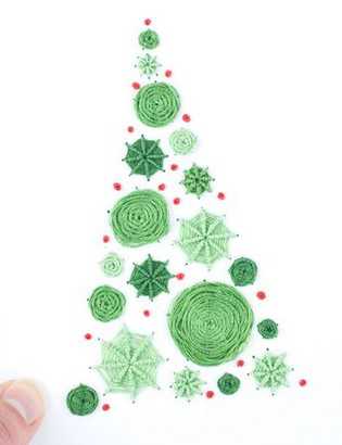 クリスマスの刺繍図案 無料 クリスマスツリーの紙刺繍