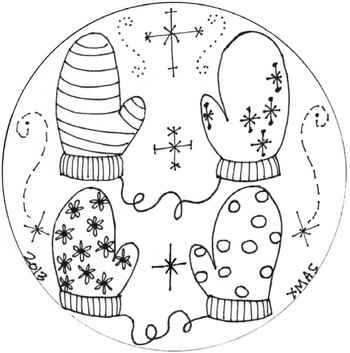 無料の刺繍図案 クリスマス 手袋 ミトン