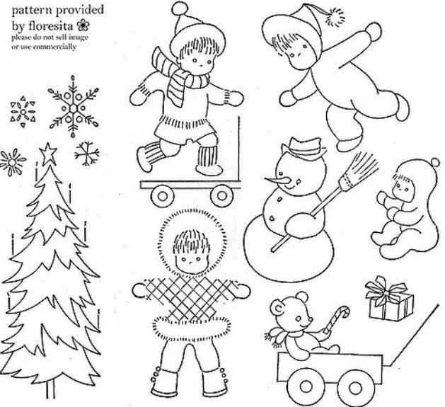クリスマスの刺繍図案 参考画像 雪だるまなど