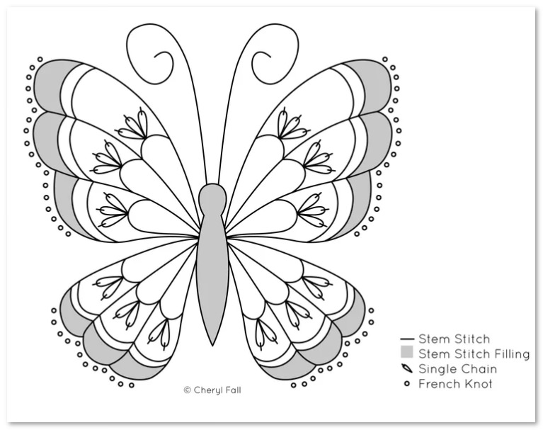 無料の刺繍図案 蝶