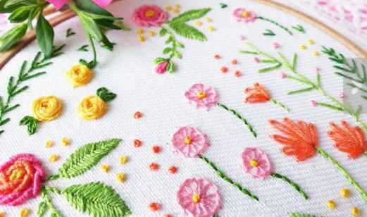 無料の刺繍図案 バラなどの花