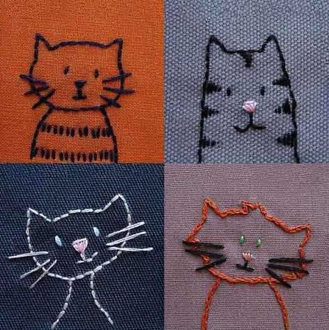 刺繍初心者図案 簡単 猫