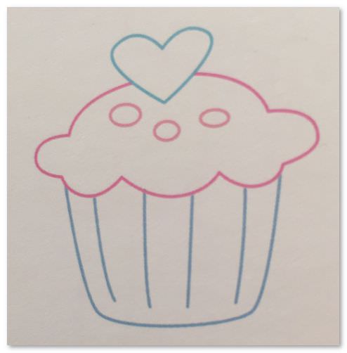 刺繍初心者図案 簡単 ハートのカップケーキ