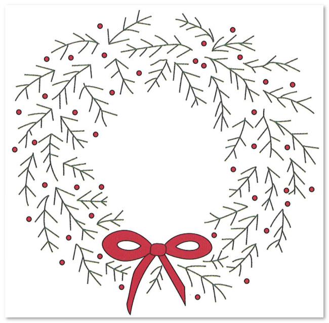 クリスマスの刺繍図案 無料 ビーズを使ったクリスマスツリー、クリスマスリース
